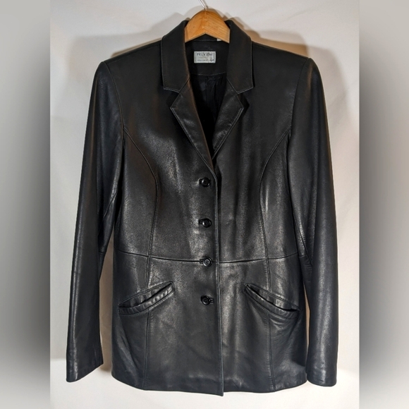 Preview Collection Genuine Lamb Skin Leather Button Up Jacket Blazer Size Large - Picture 1 of 13